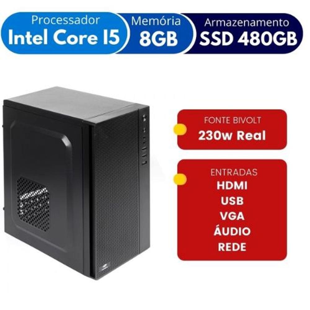 Computador Intel I5 Setima Geração 8 Gbddr4 Ssd 480 Gb