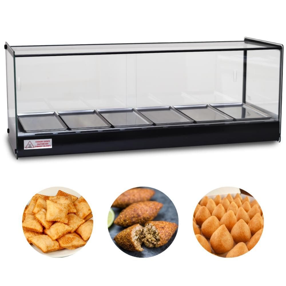Estufa Para Salgados 6 Bandejas Em Linha LED Perfil Preto EVR6BLP Titã