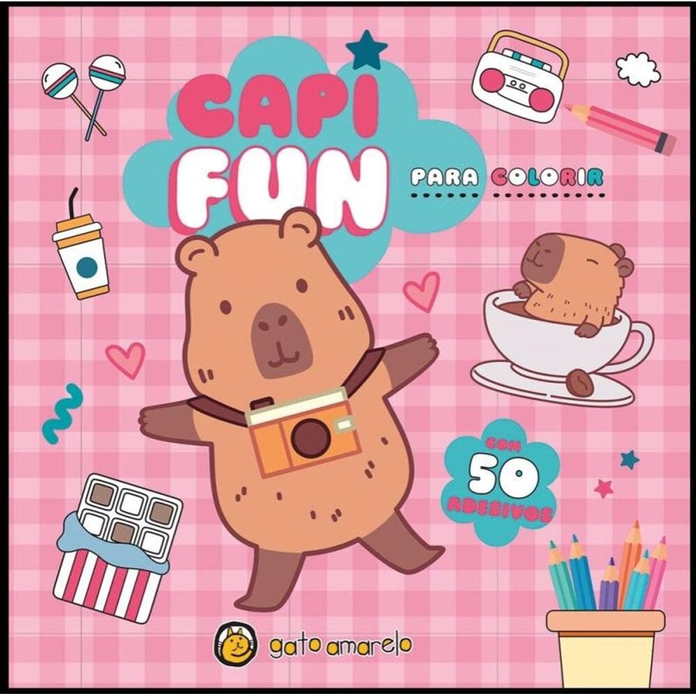 Capi Cute Para Colorir - Capivara Para Colorir Com 50 Adesivos