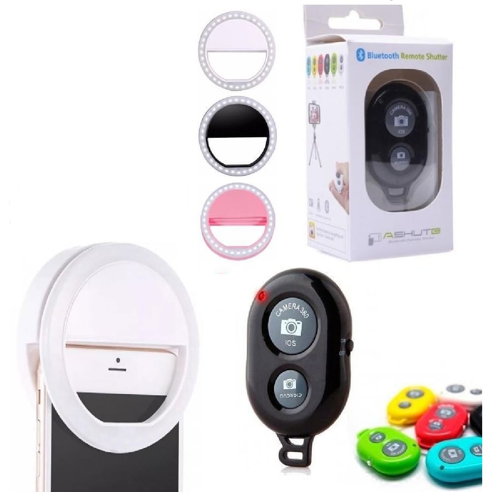 Kit Foto Luz Led Flash Ring Light Clip Anel + Controle