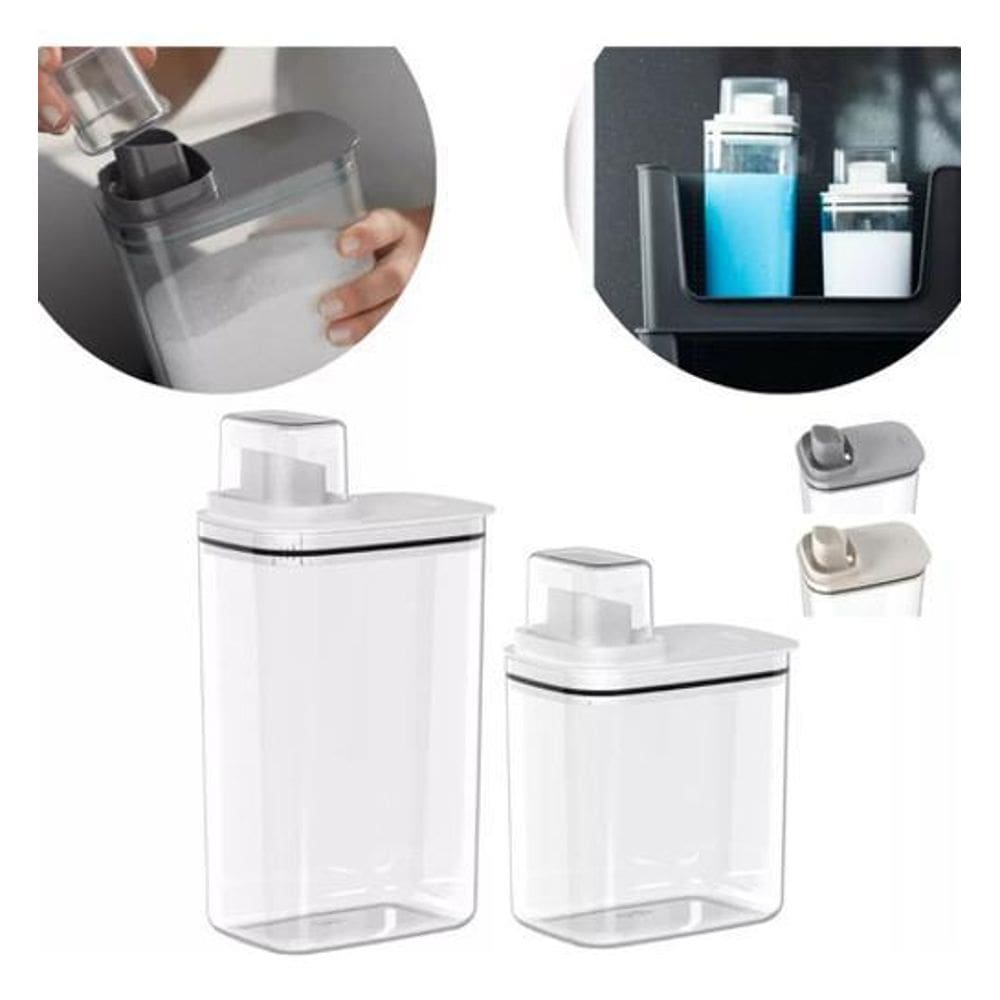 Kit 2 Porta Sabão Amaciante Hermético Flow Ou - Branco