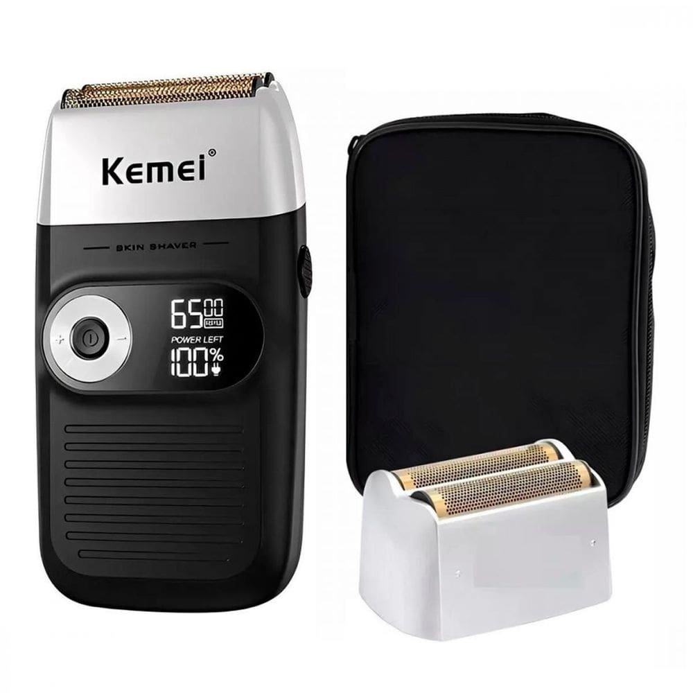 Barbeador Profissional Kemei Sem Fio Bivolt Kit