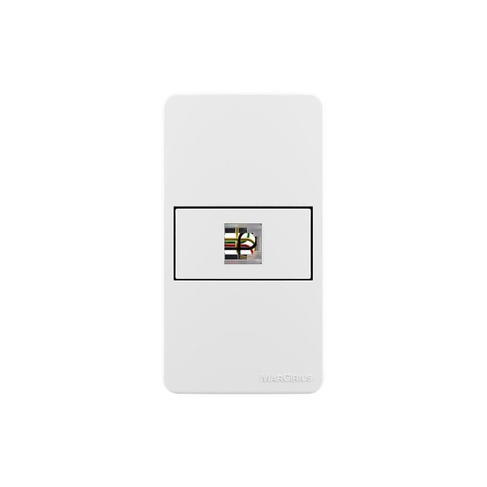 Placa para Condulete Caixa 3/4" com Tomada para Telefone MarGirius Sleek RJ11 4 Fios Branca