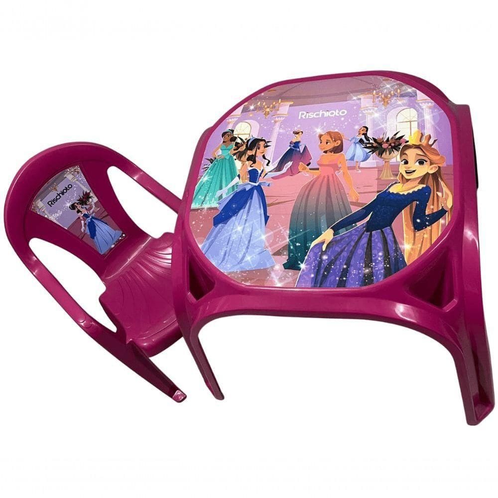 Mesa Infantil Rosa + 01 Cadeira Infantil Rischioto Kit