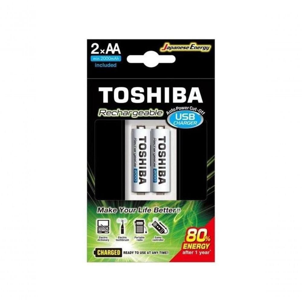Carregador De Pilha Usb Tnhc-6gme2 Cb (c-2 Pilhas Aa 2000 Mah) Toshiba