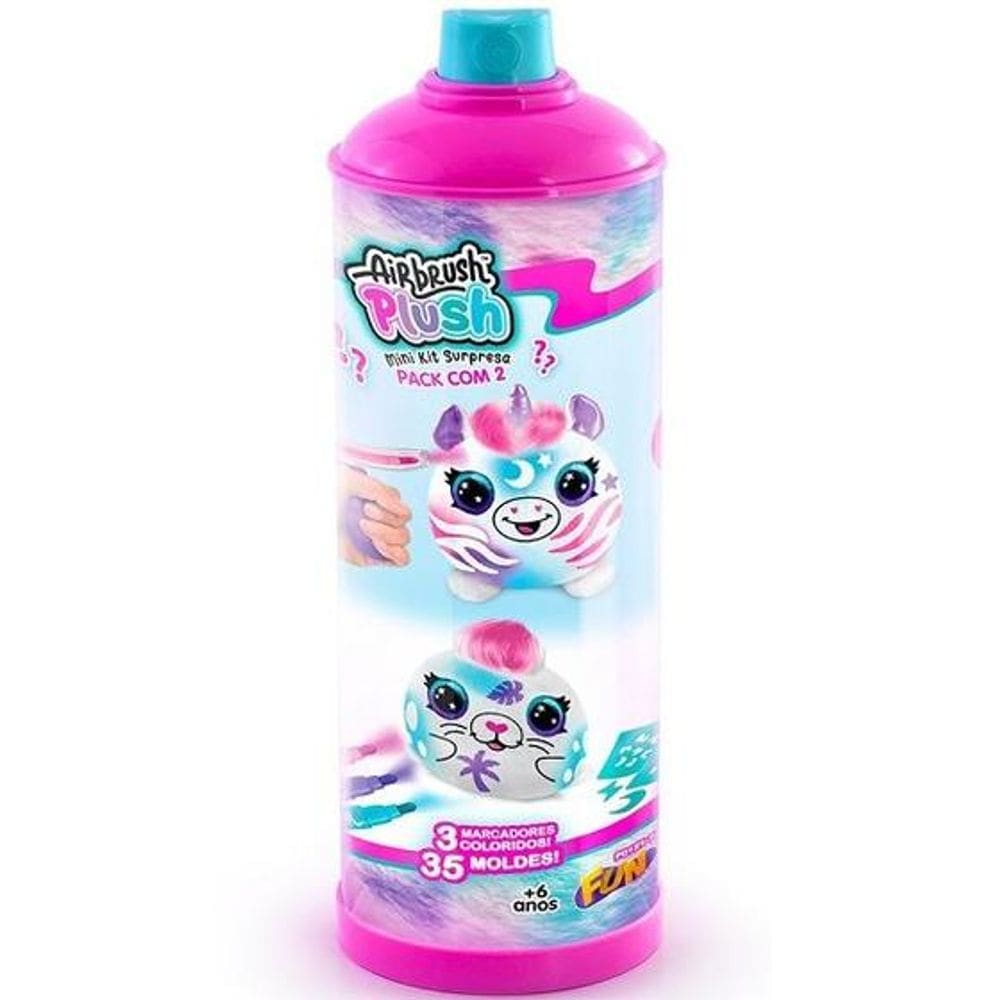 Pelucia Surpresa para Pintar KIT 2 Mini Airbrush PLUSH FUN 0218-6