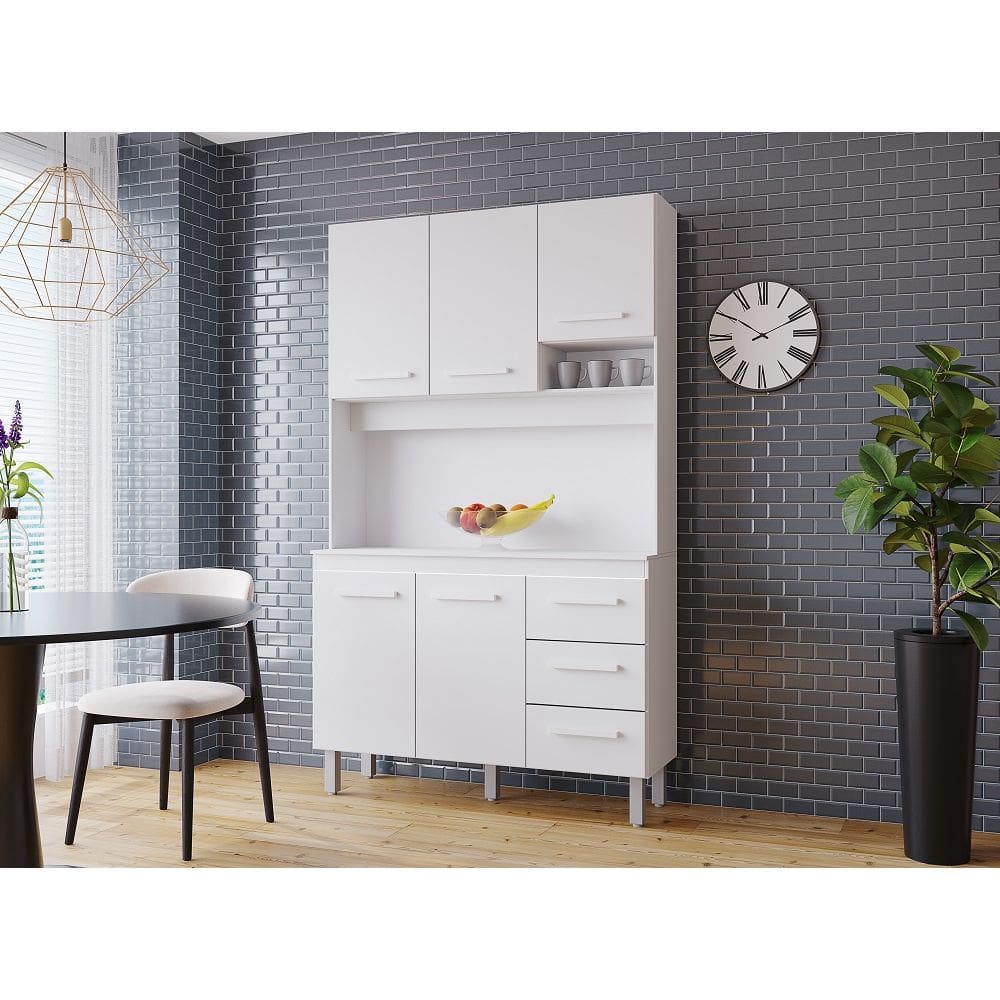 Cozinha Compacta Vitória 120m 5 Portas 3 Gavetas - Branco Móblis