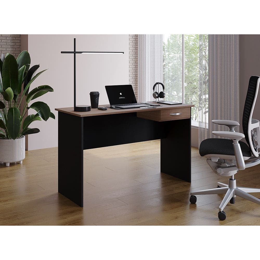 Mesa de Escritório com 1 Gaveta - Savana/ Preto Móblis