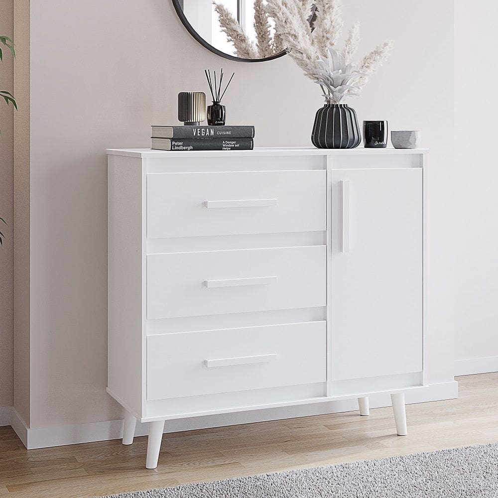 Comoda Sapateira Mila 3 Gavetas 1 Porta - Branco Móblis