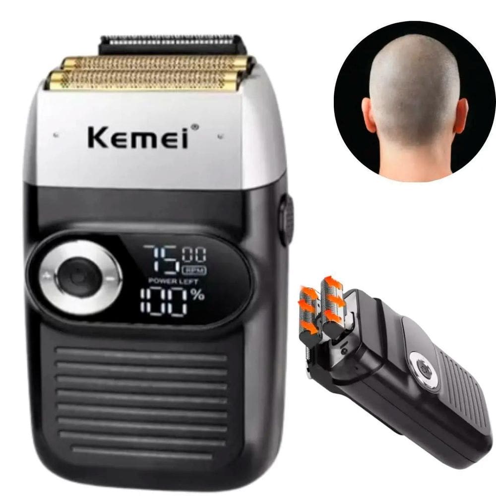 Kit Barbeador Recarregável Portátil Kemei Elétrico