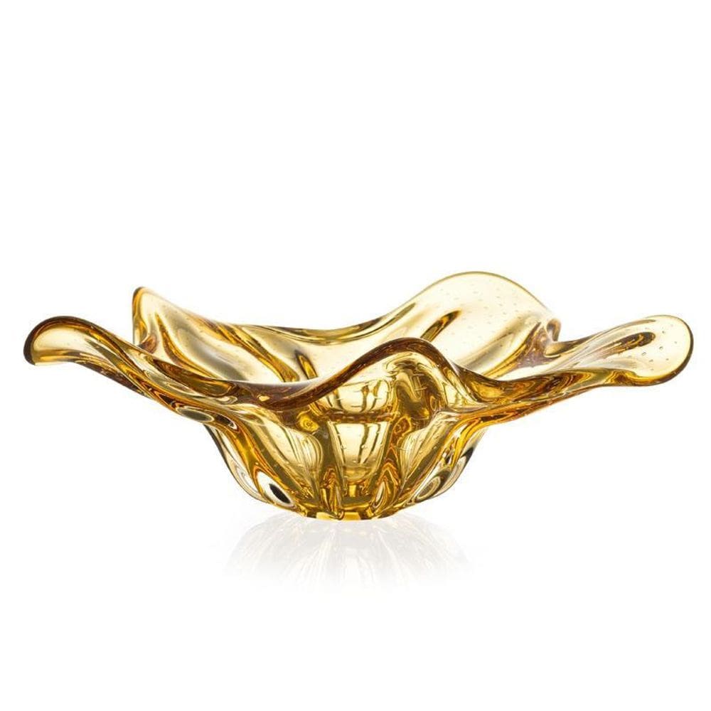 Centro De Mesa Em Cristal Murano Âmbar - São Marcos 50Cm