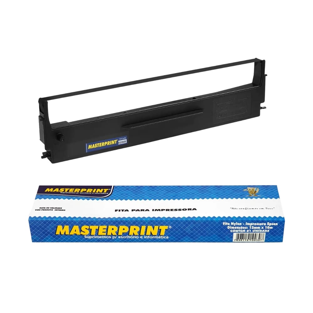 Fita Matricial Preta Compativel com Epson MX80 LX300 LX810 FX850 13mmX10m Nylon