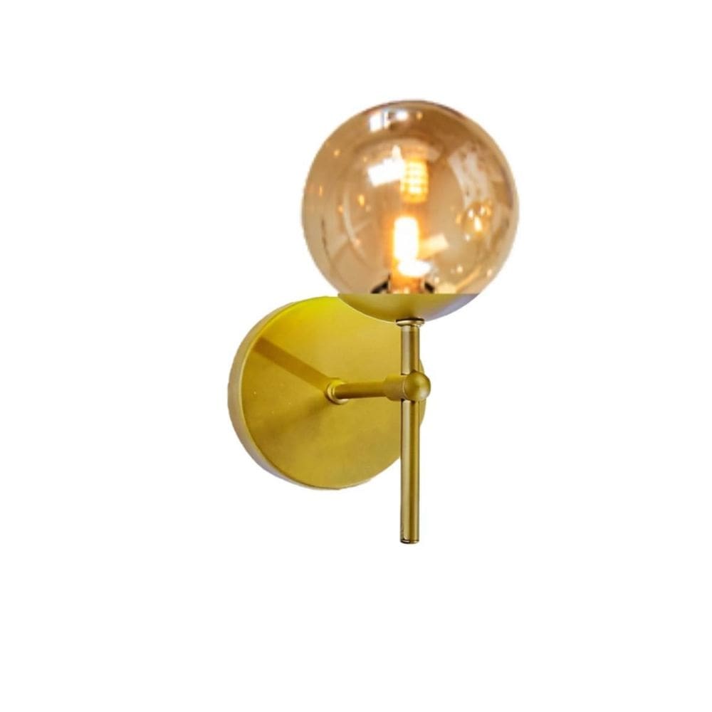 Arandela Moderna Jabuticaba Dourada Globo Bola De Vidro Âmba