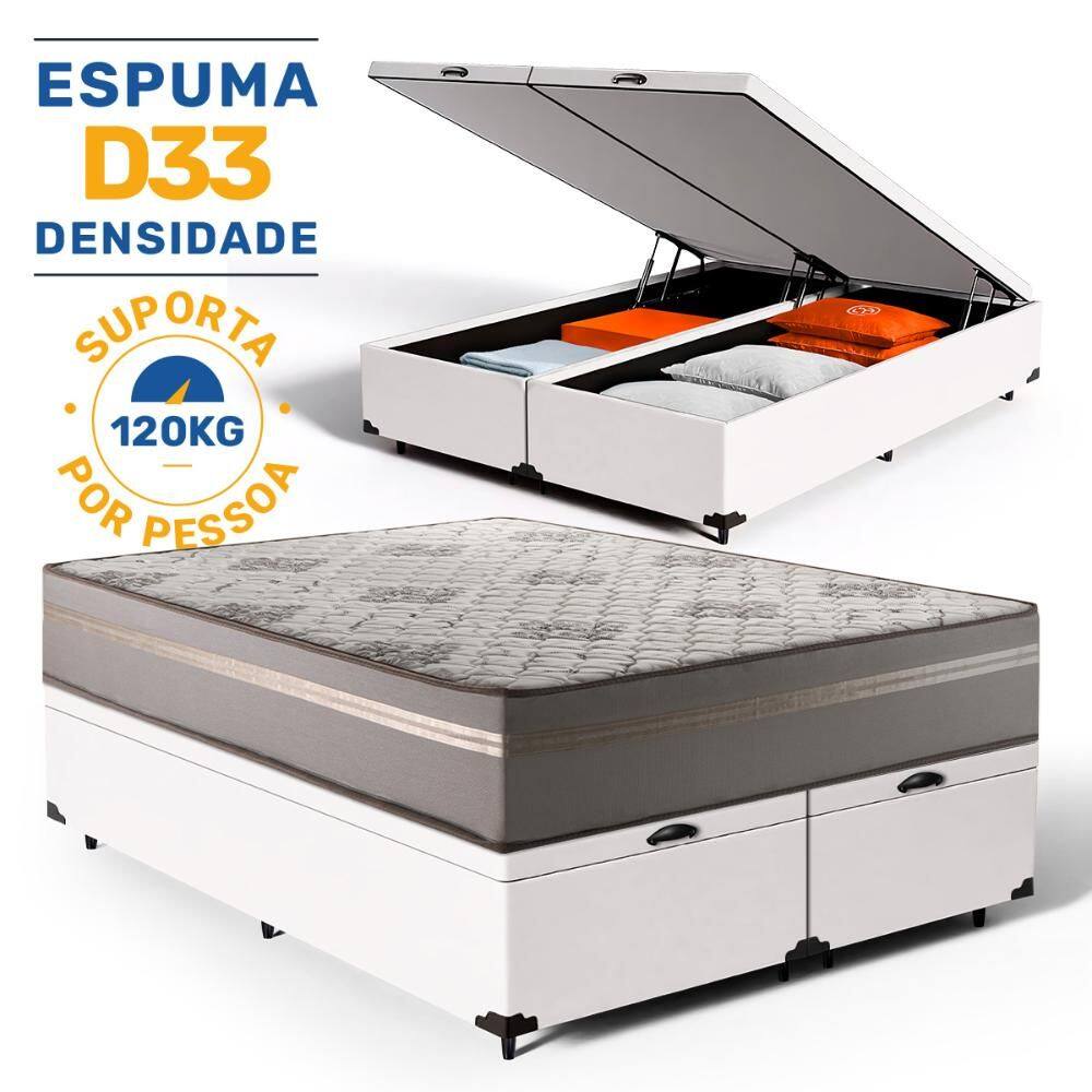 Cama Box Baú com Colchão de Espuma D33 Millenium One Face King 193cm