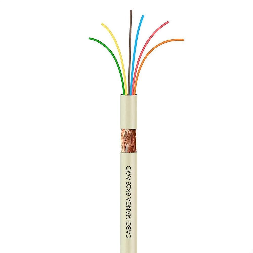 Cabo Manga 6X26 Awg - Com Blindagem Bege - 10 Metros