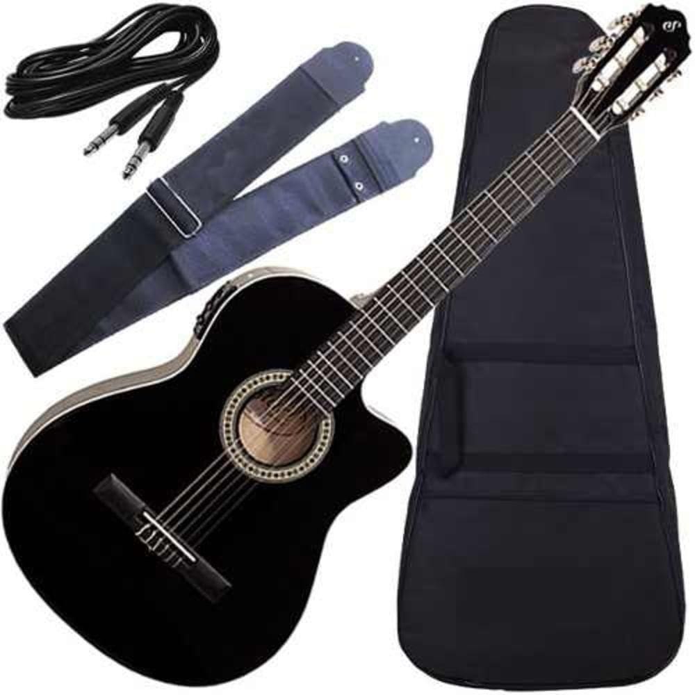 Kit Violão Giannini Nf14 Eletroacústico Com Capa Correia