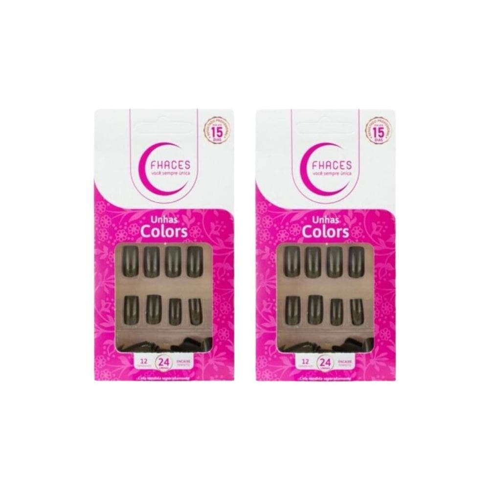 Unhas Postiças Fhaces Colors Camuflado Com 28Un - Kit C/2Un