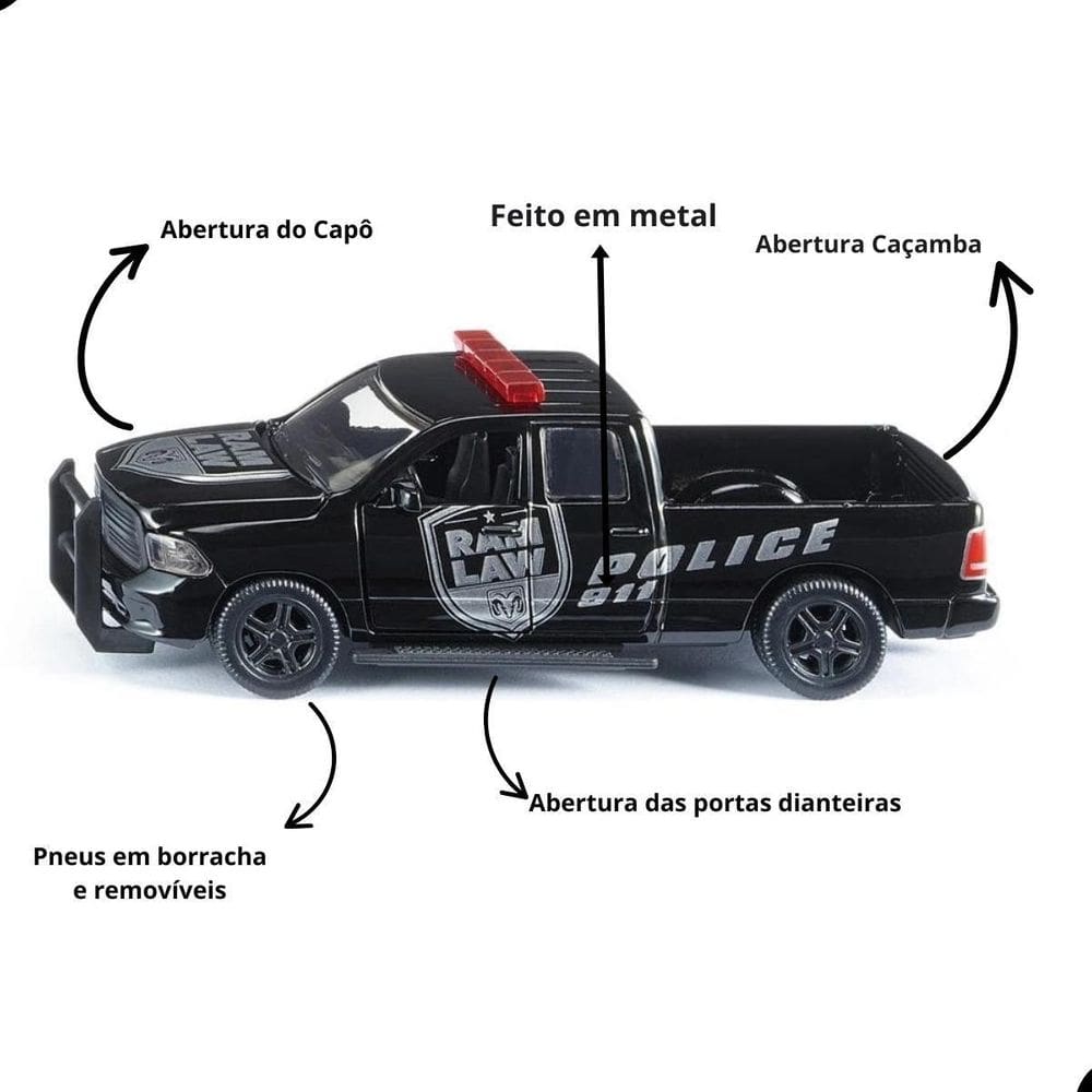 Miniatura Camionete Ram 1500 Us Police Siku 1/50 Metal