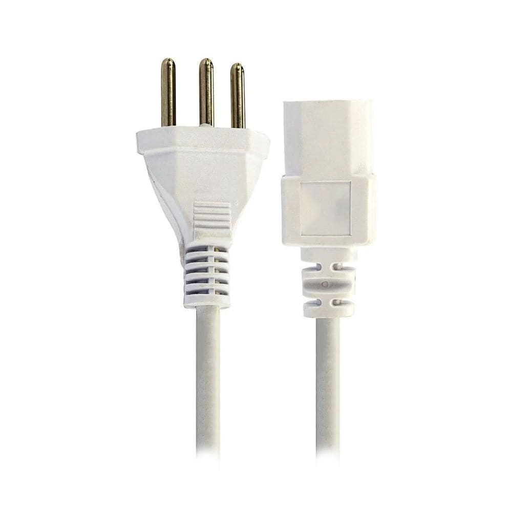 Cabo de Força Tripolar 2,5m Branco - Plugue NBR 14136 - 10A