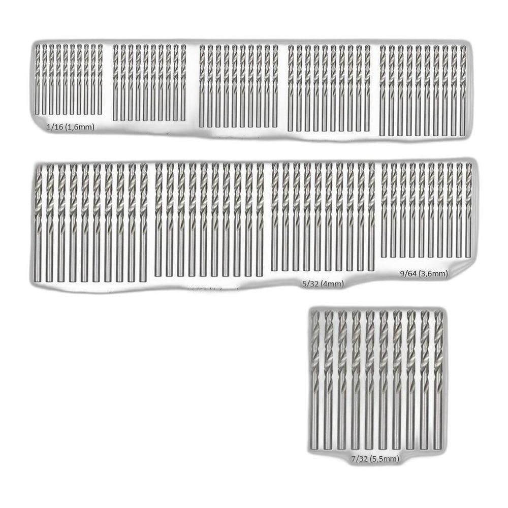 Kit 100 Brocas Aço 1,6Mm 1/16 A 5,5Mm 7/32 Hss Din338