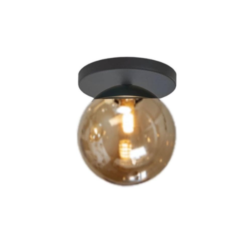 Plafon Jabuticaba Preto Fosco - Metal/Vidro 12,5cm