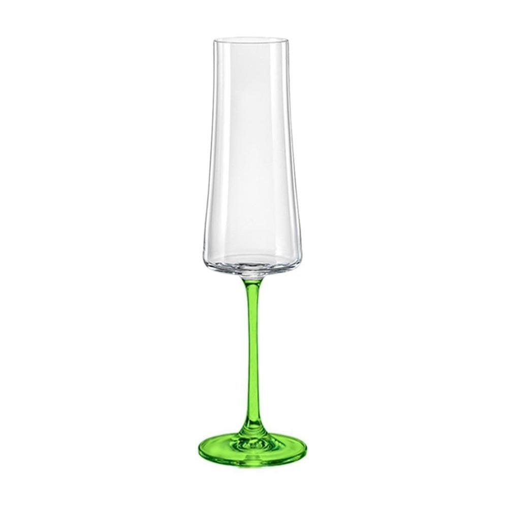 Taça Cristal Bohemia Para Champanhe 210Ml Verde Xtra 1 Peça