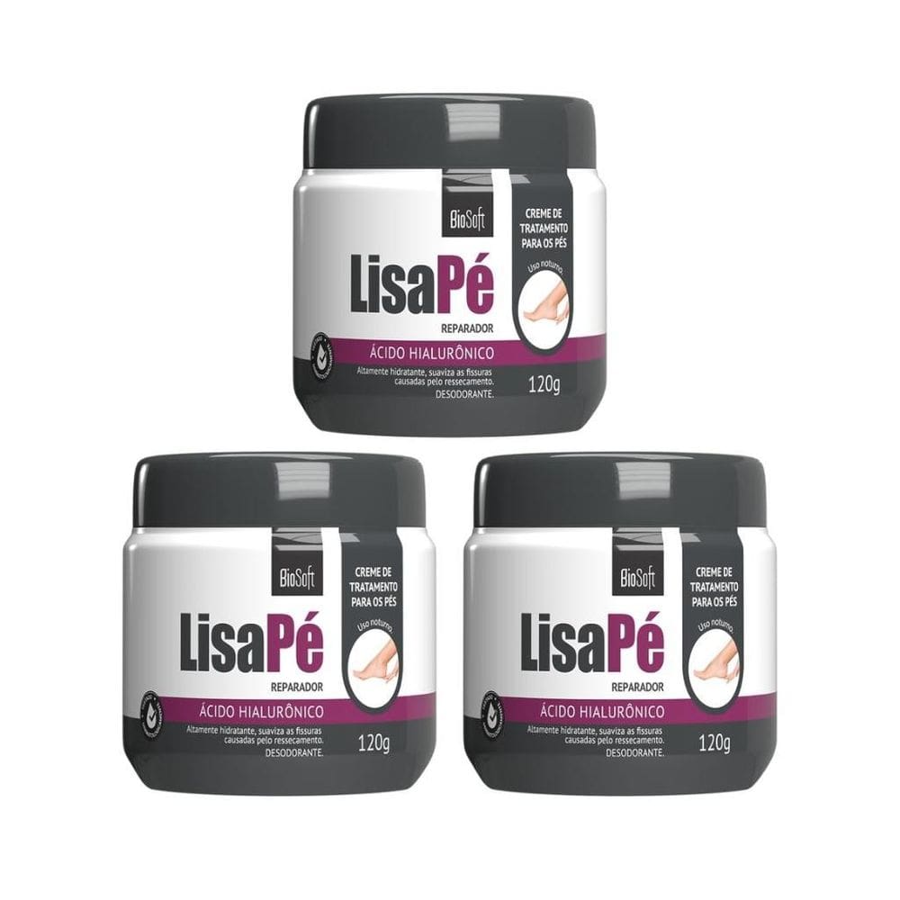Creme Os Pés Bio Soft 120G Acido Hialuronico-Kit Com 3Un