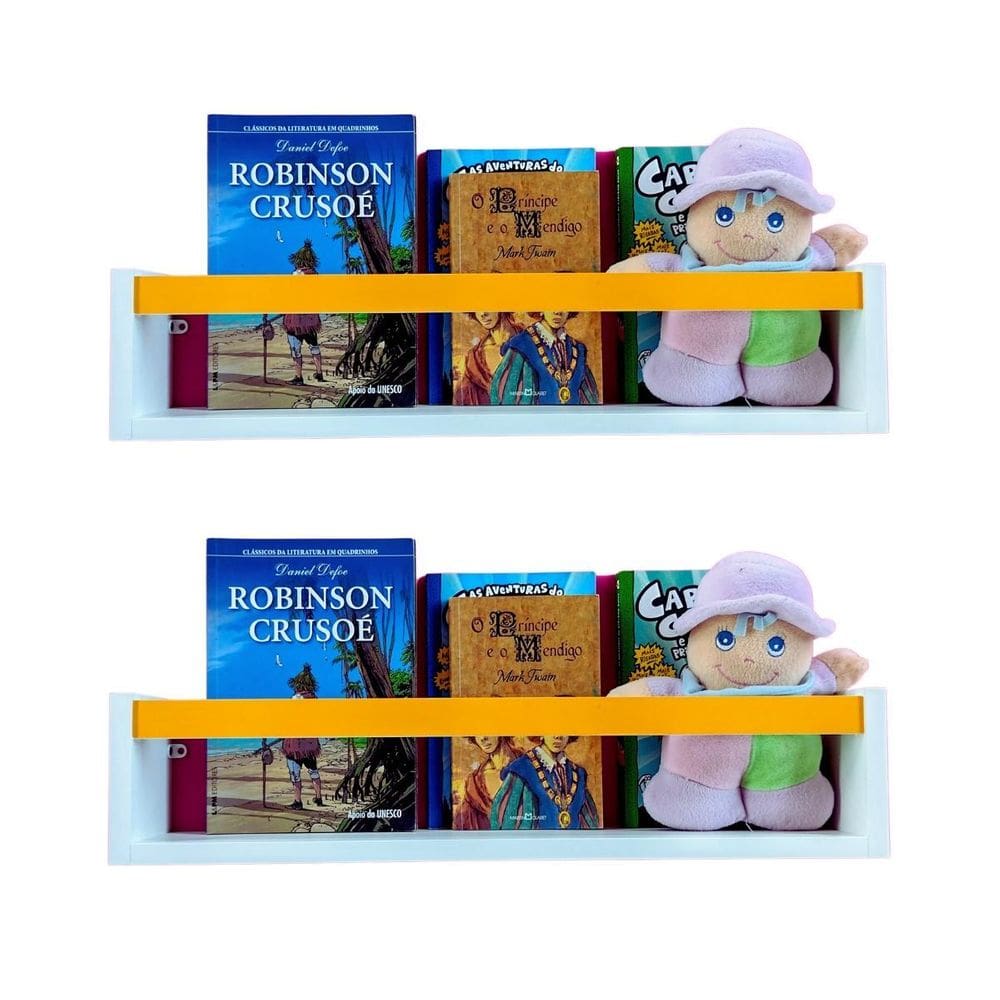 Kit 2 Prateleiras Livros Criança Nicho Parede Livreiro
