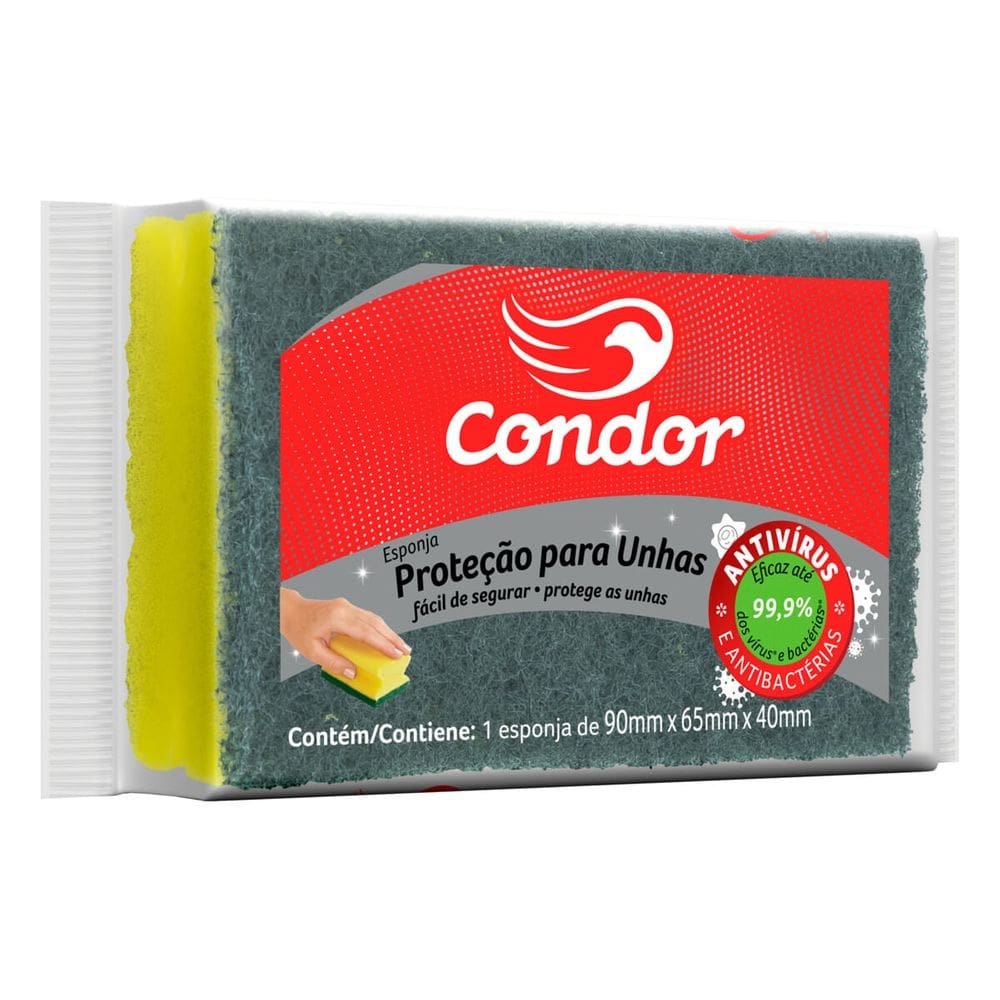 Esponja Amarela Condor Multiuso Antiviral e Antibacteriana