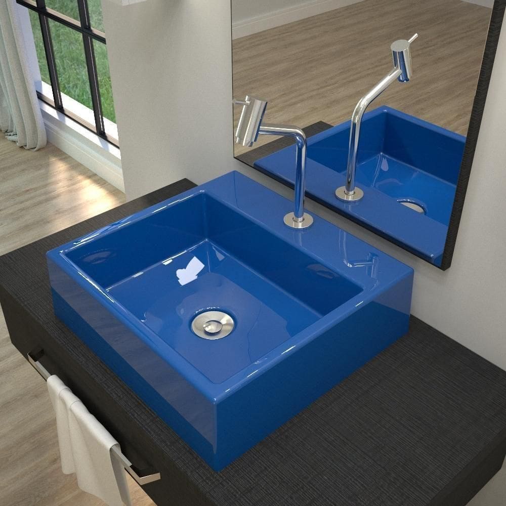 Kit Cuba Q395 Com Torneira Pratika 1060 Metal + Válvula Click 1``b (2,6cm) + Sifão Pvc + Flexível Azul Escuro