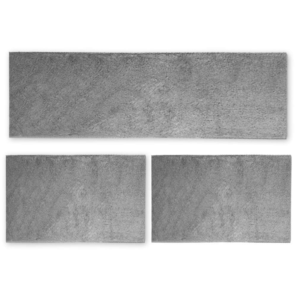 Kit Cozinha 3 Pçs Classic Tapete Passadeira Shaggy Antider. Cinza