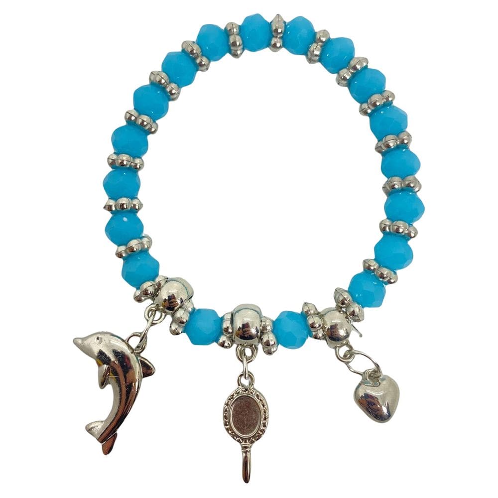 Pulseira Iemanjá Azul Claro 3 Penduricalhos Pingentes