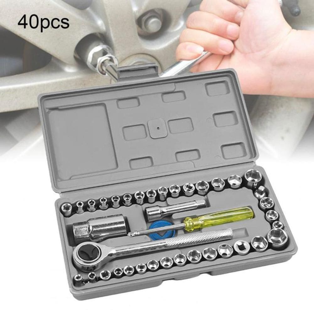 Jogo Soquete Kit 40 Peças Chave Catraca Reversível