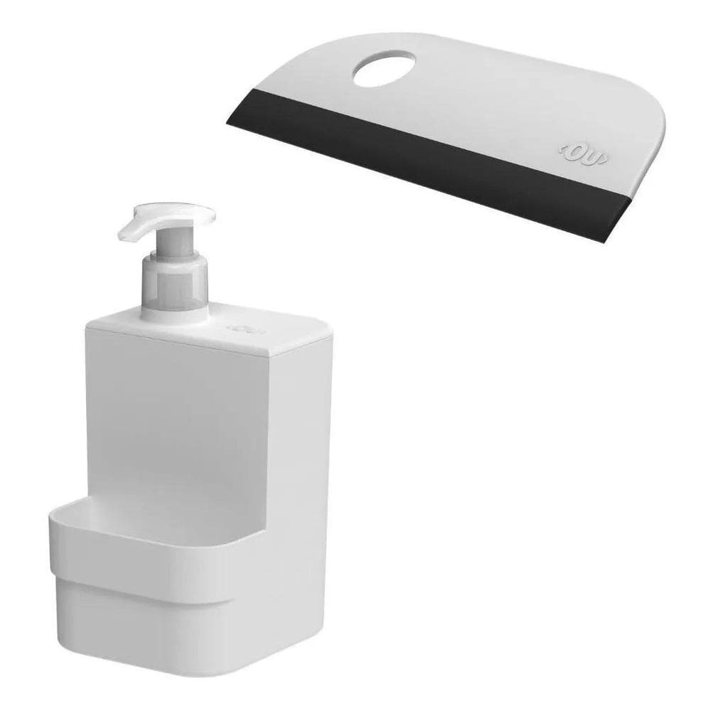 Kit Porta Detergente Dispenser Dosador Rodo Rodinho De Pia