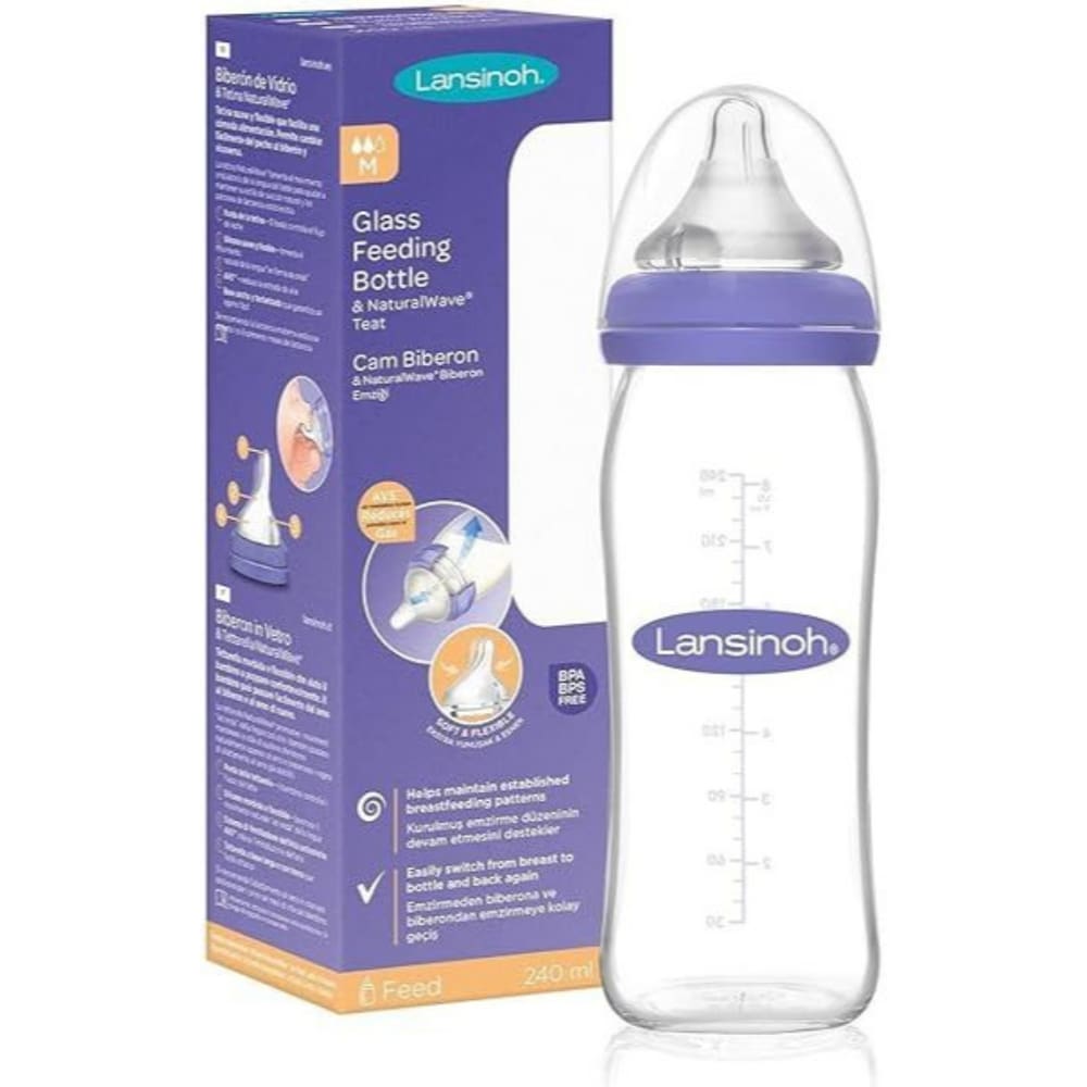Mamadeira de Vidro 240ml Lansinoh com Bico NaturalWave®