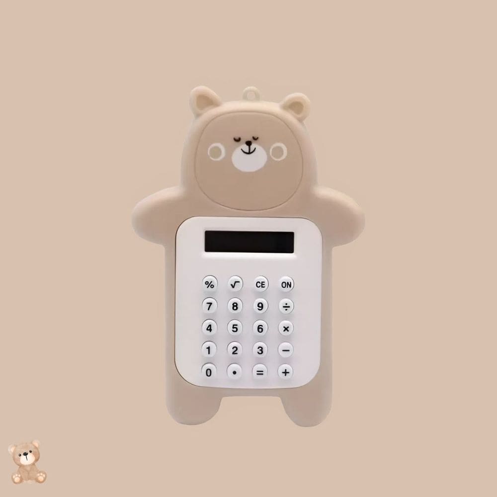 Calculadora de Bolso e Mesa Ursinho 08 Dígitos 6 Operações Led Fofo Papelaria Kawaii