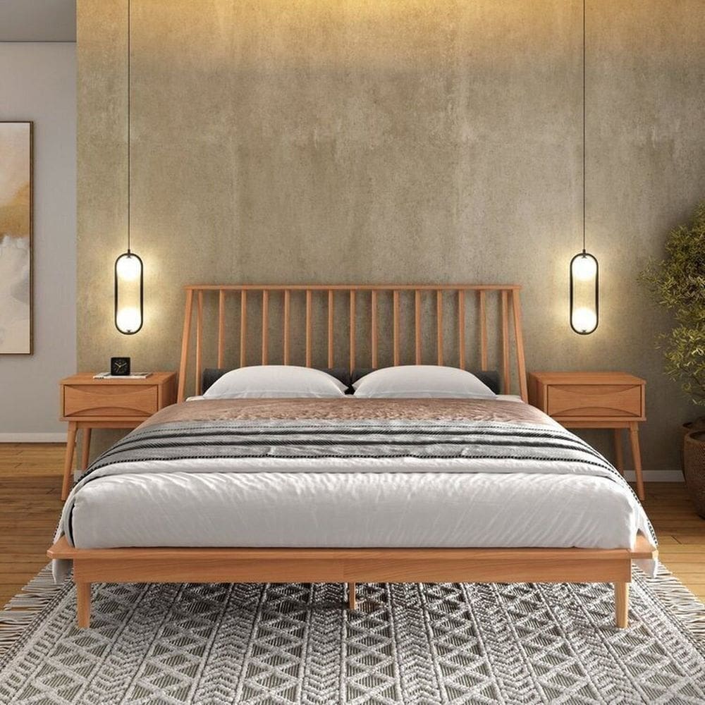 Cama Queen + 2 Mesas de Cabeceira Nordik Caramel
