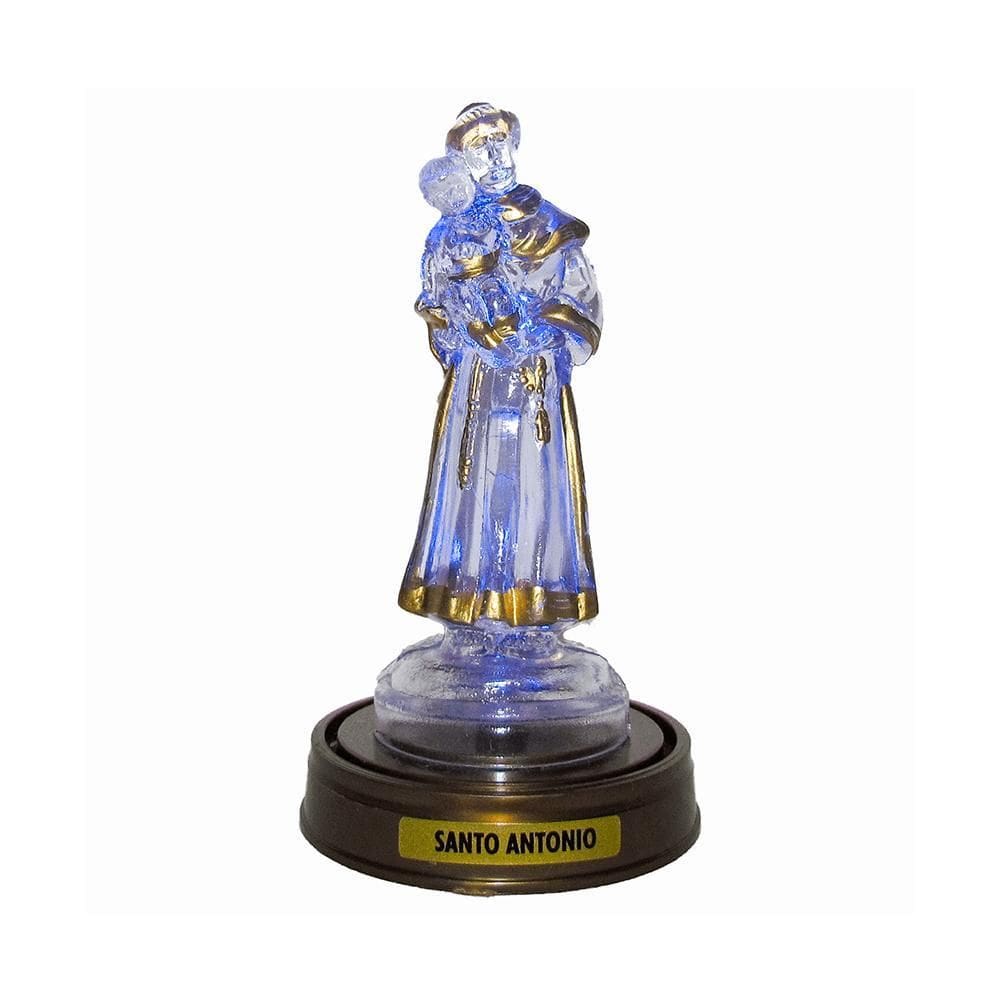 Luminária Imagem Santo Antônio Com Luzes De Led Azul