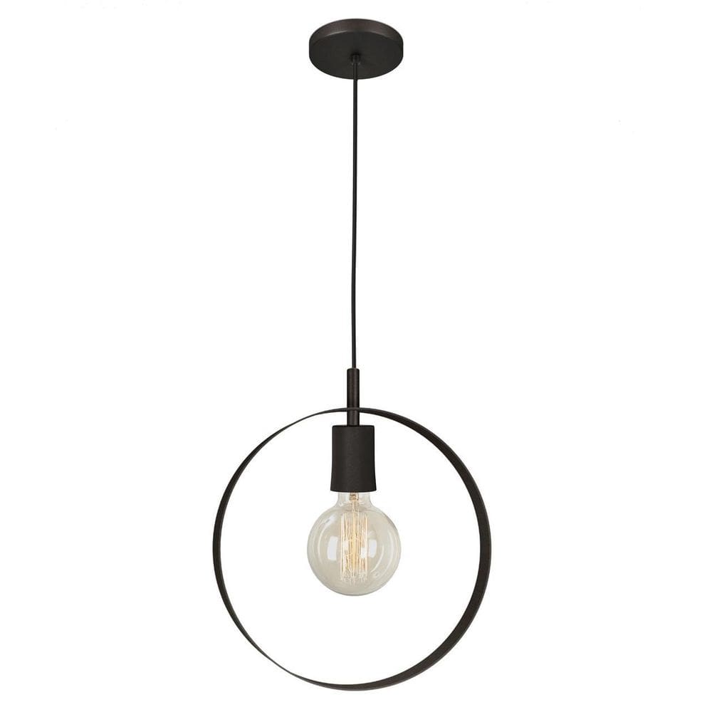 Pendente Luminária Teto Círculo Anel Sala Cozinha Mesa Preto