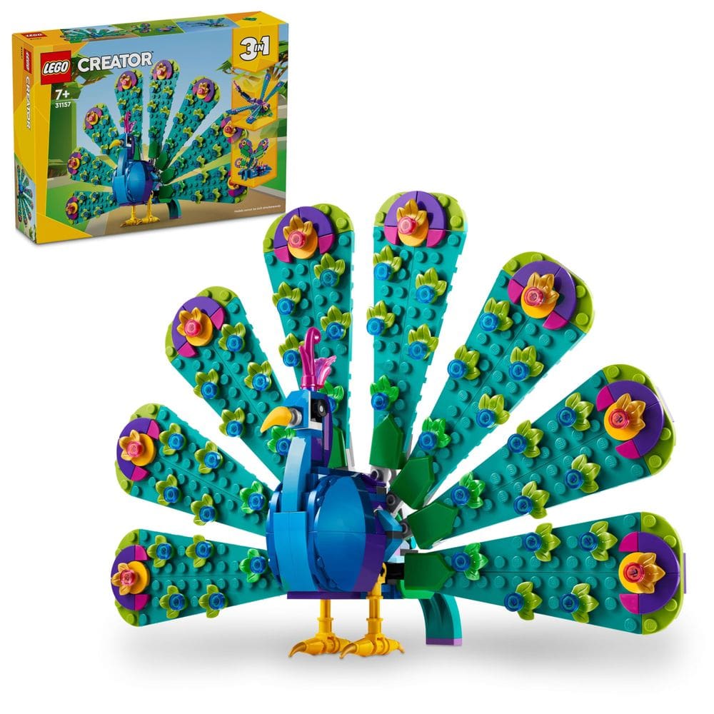 Brinquedo de construção LEGO Creator 3 em 1 Exotic Peacock 31157