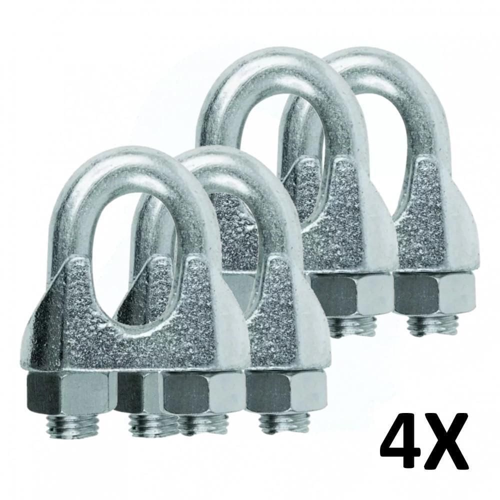 Kit 4 Clips Grampado Para Cabo De Aço 10Mm 3/8``