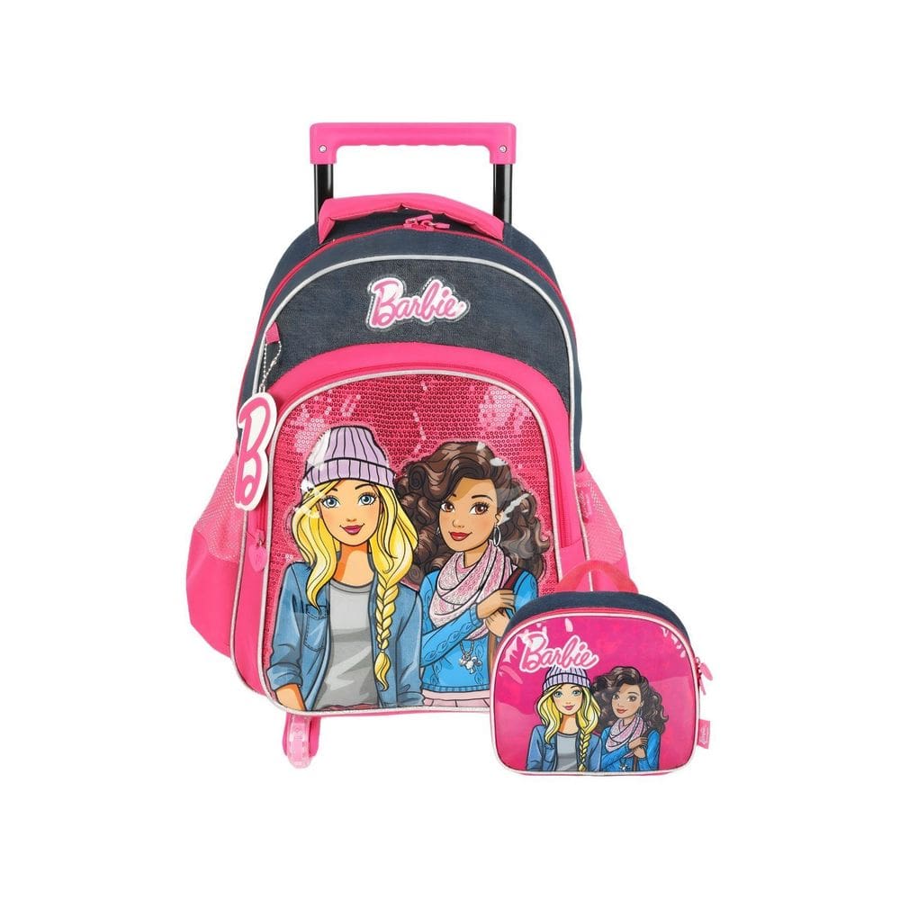 Kit Mochila Escolar 2Em1 Rodas + Lancheira Barbie - Azul