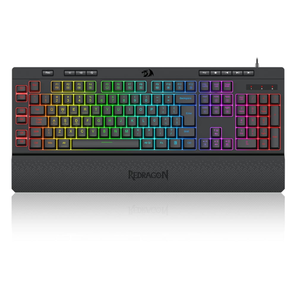 Teclado Gamer Membrana Redragon Shiva RGB V2 Full Size USB Preto - K512RGB V2