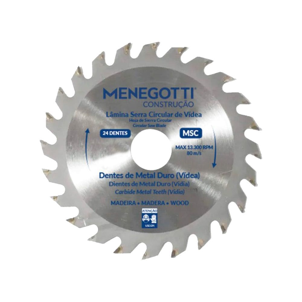 Disco Serra Circular Vídea 4.3/8 Pol (110mm) 24 Dentes MSC Menegotti