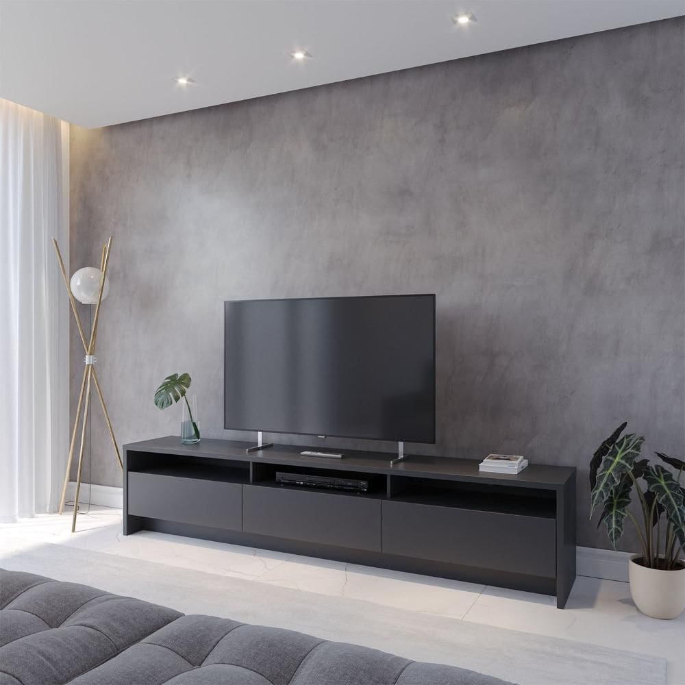Rack para TV Até 75” 3 Portas Aspen 219 cm - Preto Fosco