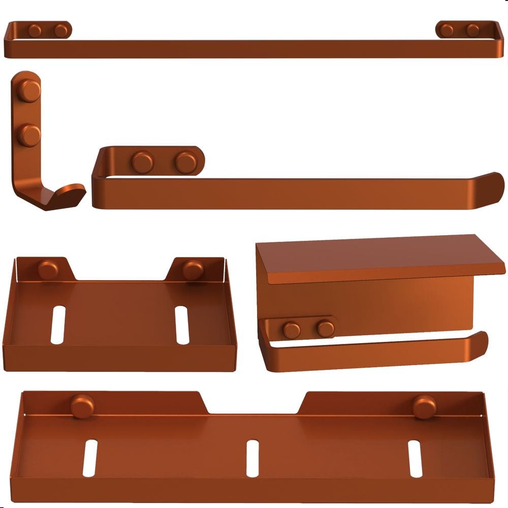 Kit Acessórios Para Banheiro Rose Gold 6 Peças Max