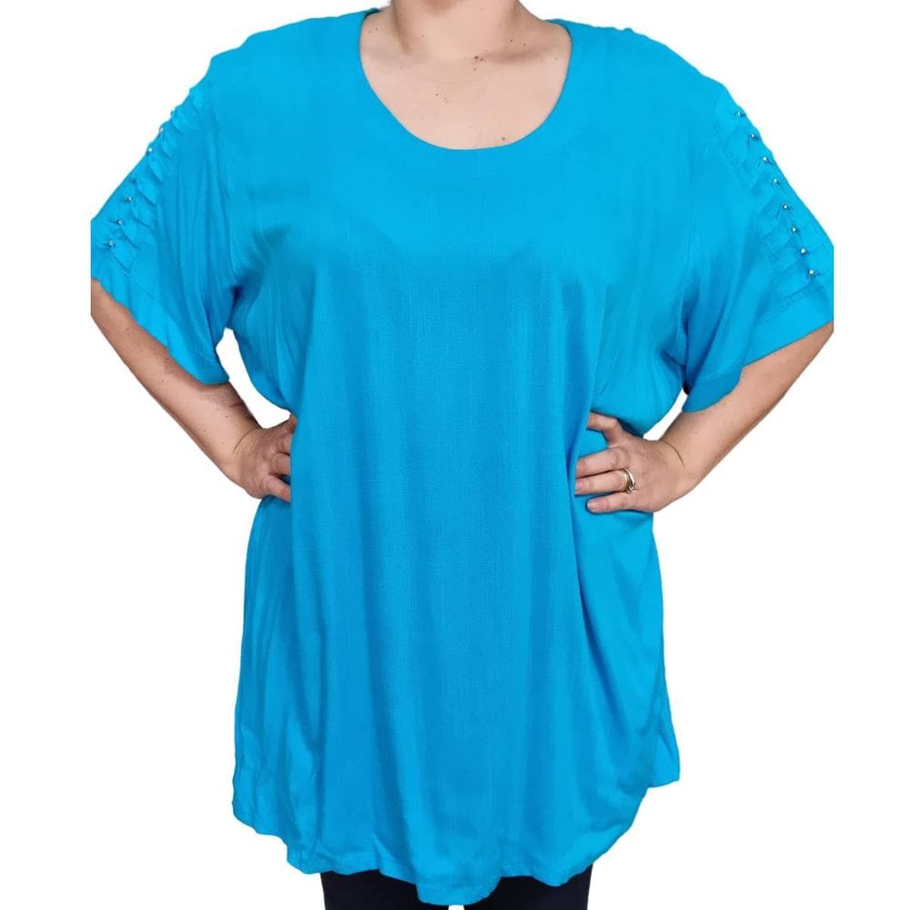 Blusa Feminina Raio de Luz MC Detalhes Brilho Plus Size