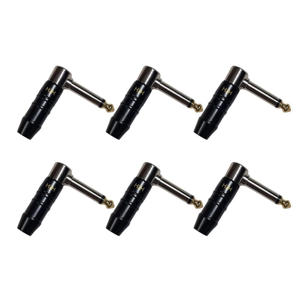 Kit 6 Plug P10 Macho Mono Em L Cromo 90º Profissional Hjh