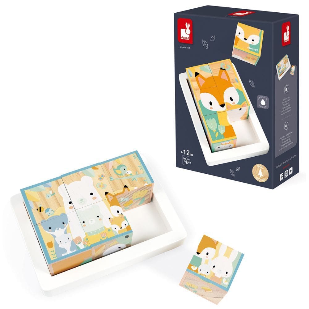 Quebra-Cabeça Infantil Madeira Animais Jogo com 7 Peças Sensoriais - Janod