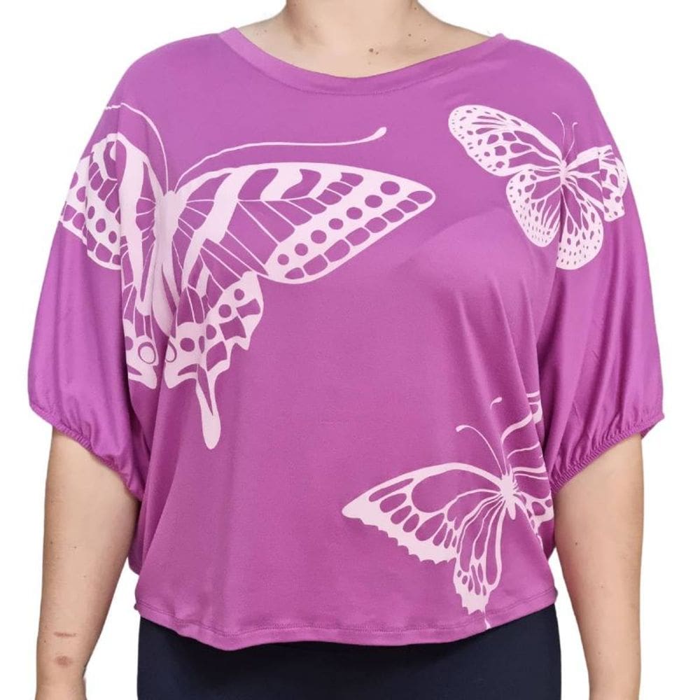 Blusa Feminina Soltinha Estampa Borboleta Plus Size
